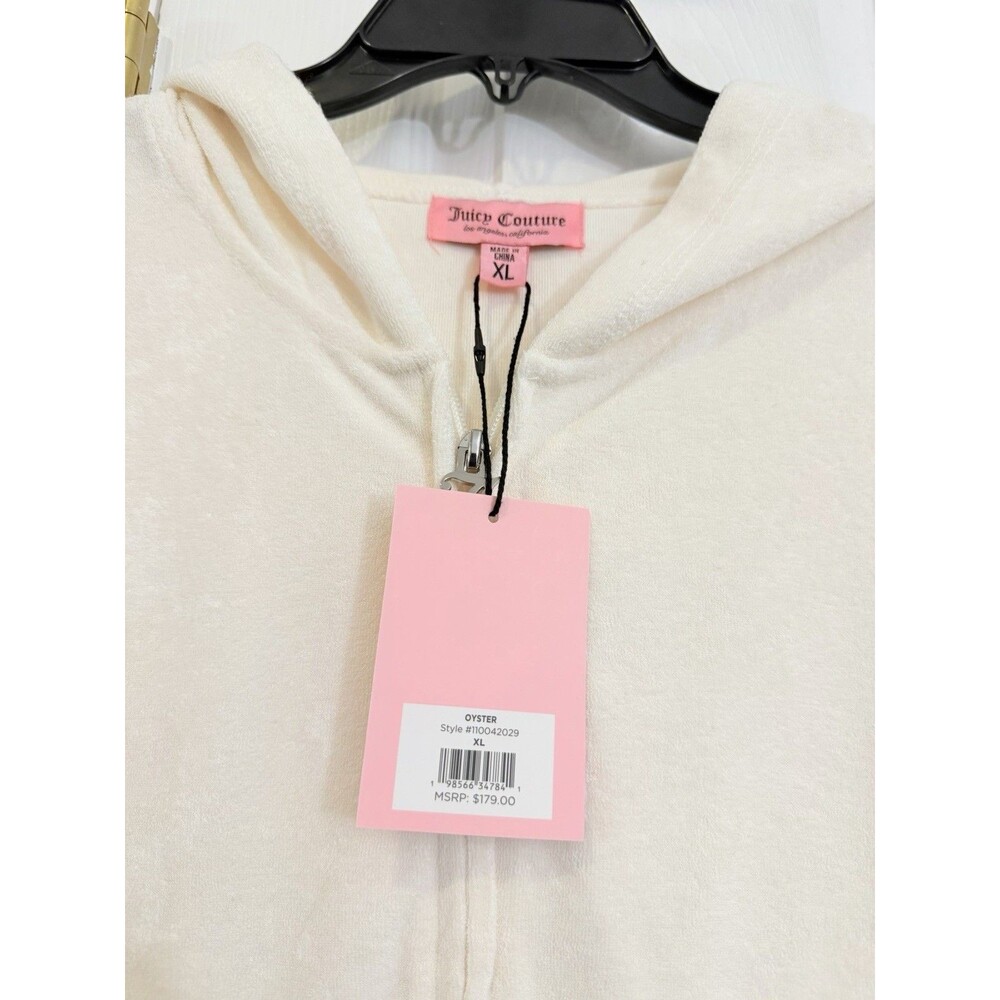 Juicy Couture Oyster Terry Cloth Short Sleeve Hoodie and Shorts Set XL NWT - Picture 5 of 11